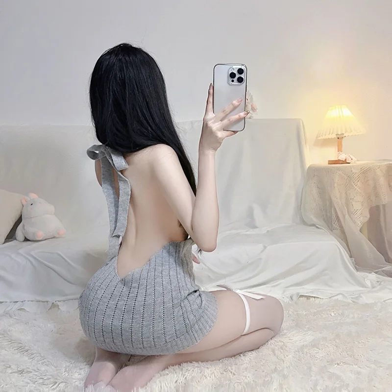 Sexy Women Open Chest Backless Pullover Fashion Virgin Killer Knitted High Stretch Turtleneck Sleeveless Sweaters Nice Gift 4