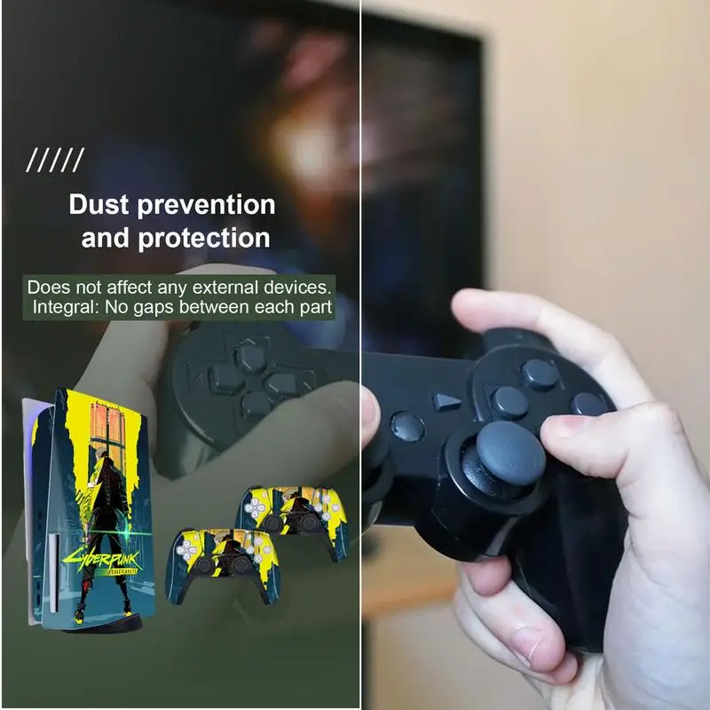 For PS5 Disk Edition Game Console Whole Body PVC Skin Decor Sticker with Dual Controller Decals, for PlayStation 5 Accessories