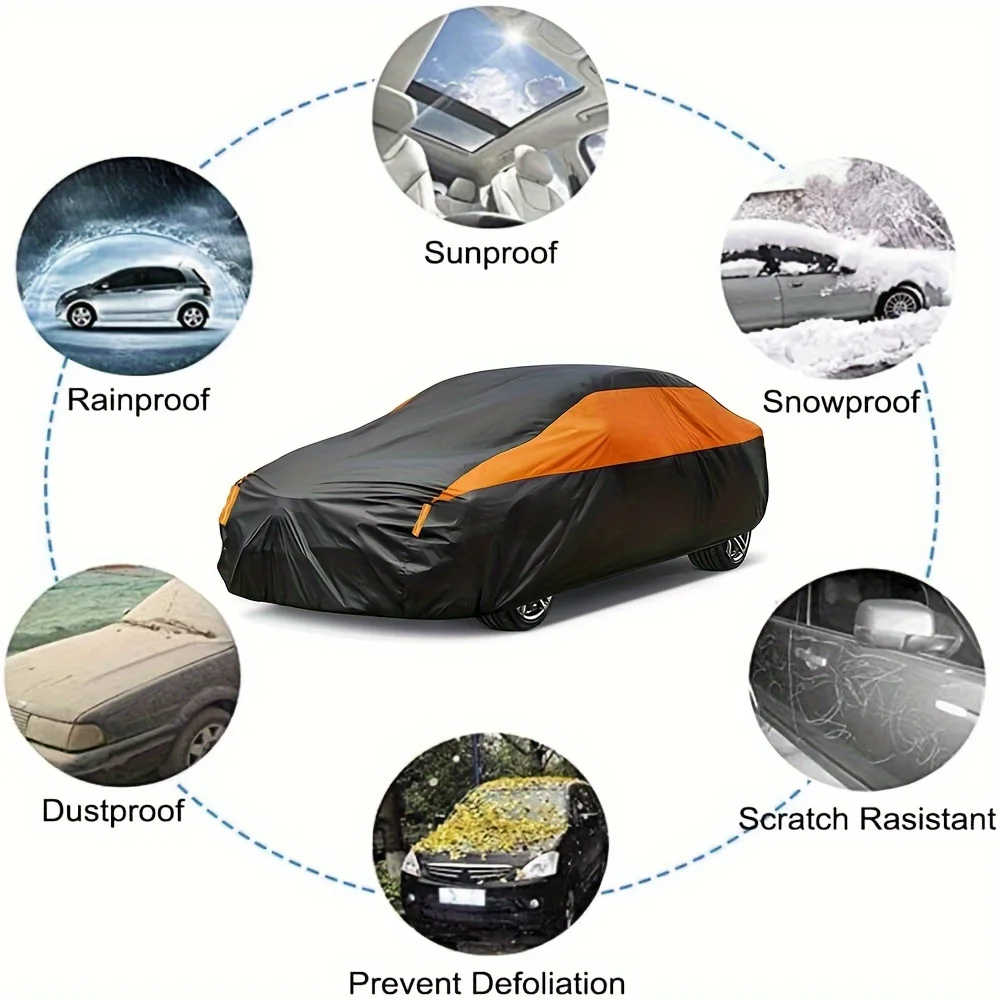 Car Covers Outdoor Waterproof Sun Rain Snow Protection UV Auto Cover Universal SUV/Sedan 190T Car Protective Full Covers