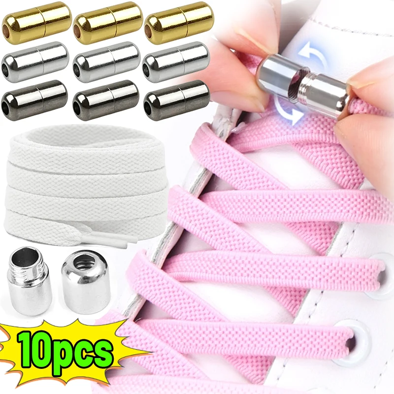 

Creative Elastic Shoelaces with Semicircle Buckles Metal Capsule Shoe Laces No Ties Connector Ties Lock Shoe Sneakers Strings