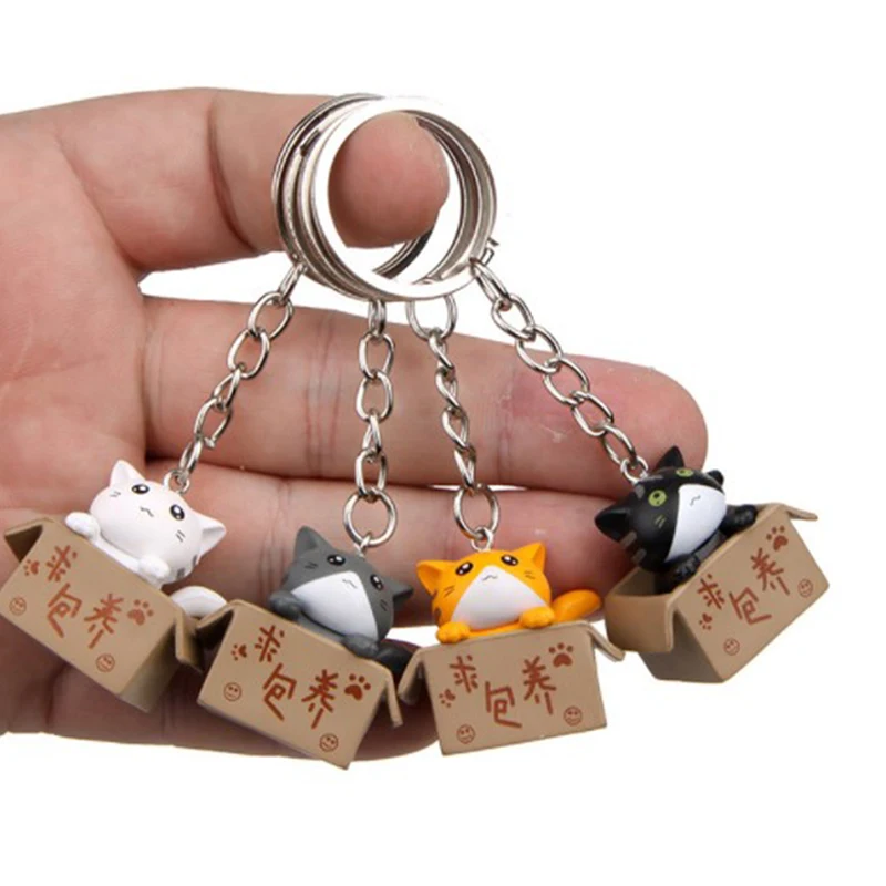 

1pc Creative Personality Cute Little Cat Box Keychain For Women Men Keychain Bag Pendants Ornament Bag Car Keychain