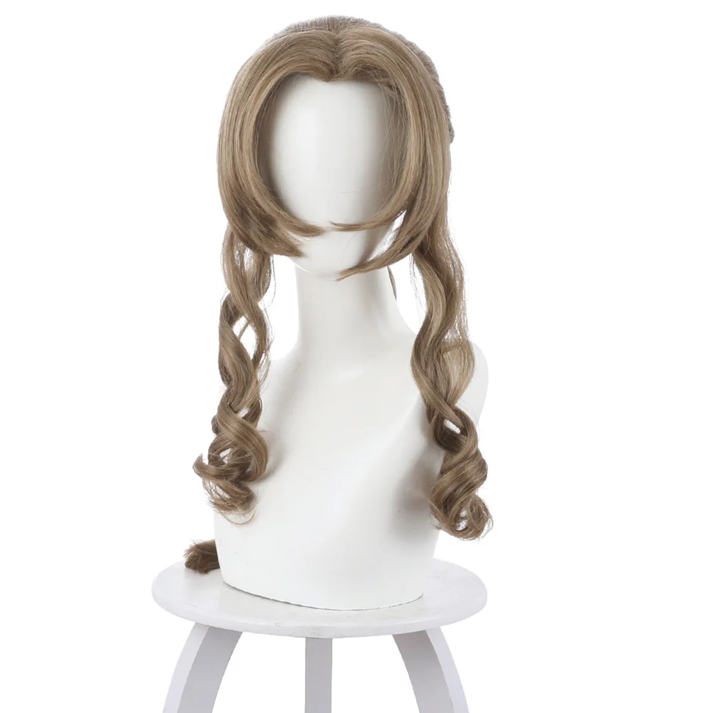 

Final Fantasy VII Aerith Gainsborough Cosplay Wigs Braided Ponytail Hair Women Brown 80cm Wigs Halloween Party Cosplay Prop