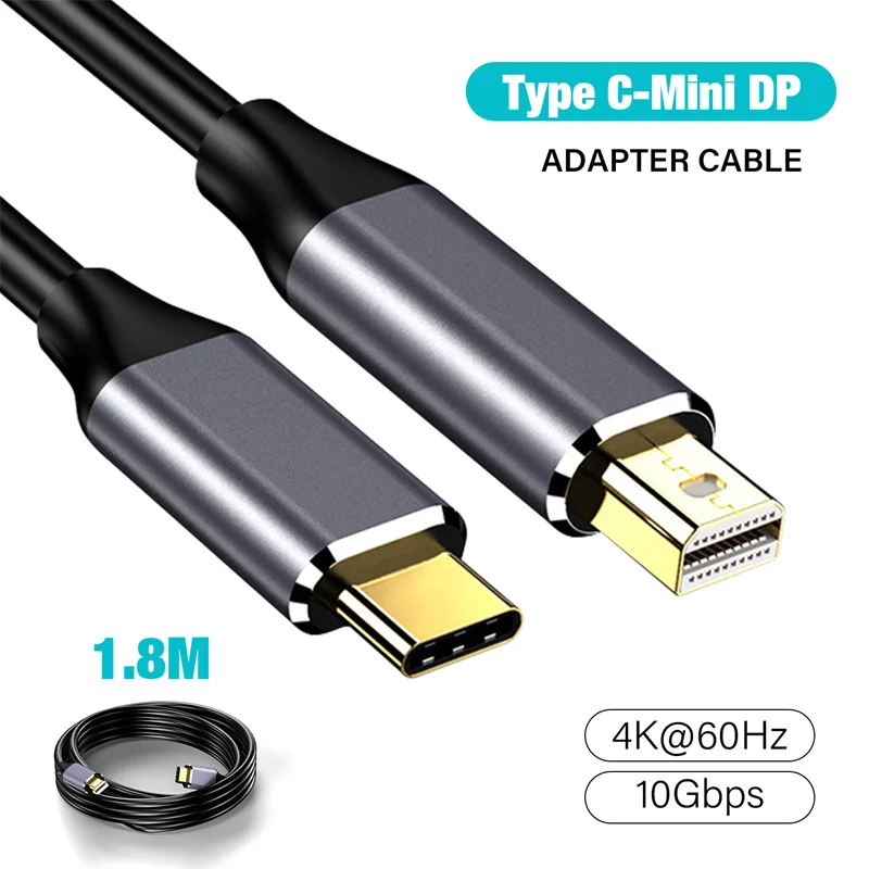 맥북 에어 프로 2022 2016 서피스-아이맥 미니 DP용 C 타입-미니 DP 케이블, 썬더볼트 3, USB C-미니 디스플레이 포트, 4K @ 60Hz