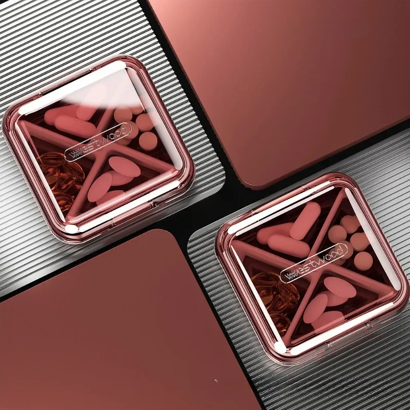 Daily Pill Organizer 4 Compartments Portable Travel Small Pill Case Pill Box for Purse Pocket to Hold Vitamins Cod Liver Oil