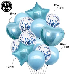 Light Blue Party Supplies Set: Disposable Plates, Cups, Tablecloth, Balloons & Foil Curtain for Baby Shower or Boy's Birthday Decor (Fluorescence Yellow)
