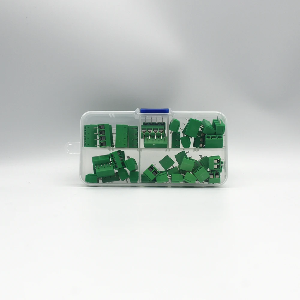 Pitch 5.0mm Straight Pin 2P 3P Screw PCB Terminal Block Connector 10A 24-18AWG 50 Pcs/BOX