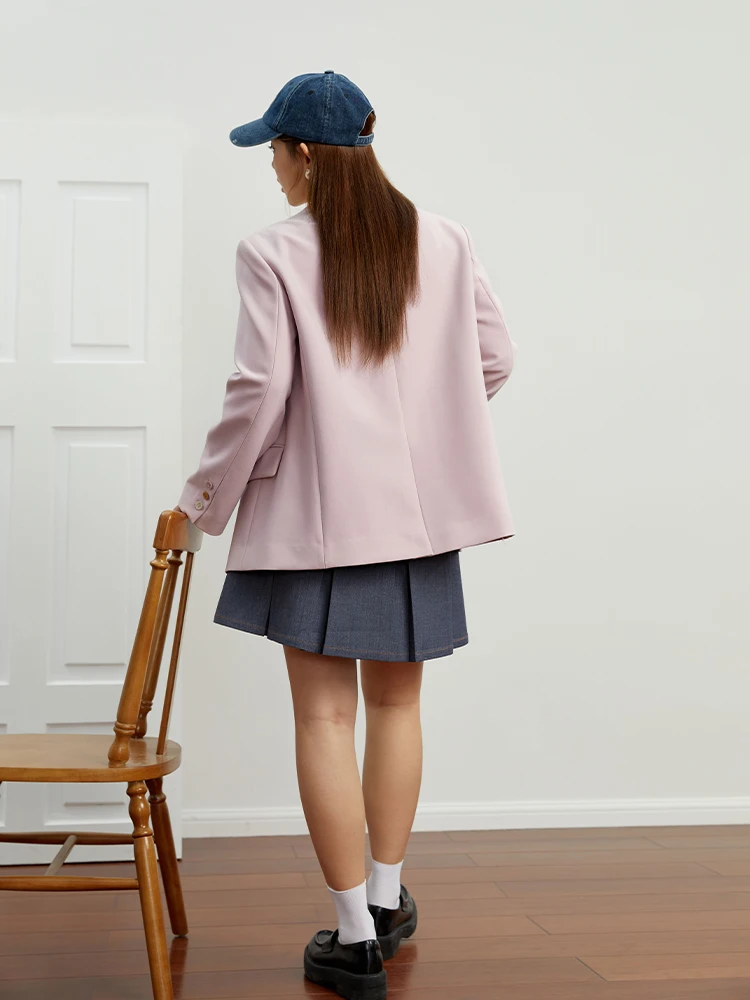 DUSHU Workplace Commute Style Suit Jacket for Female Autumn New Simple Classic Loose Casual Blazers Suit for Office Lady