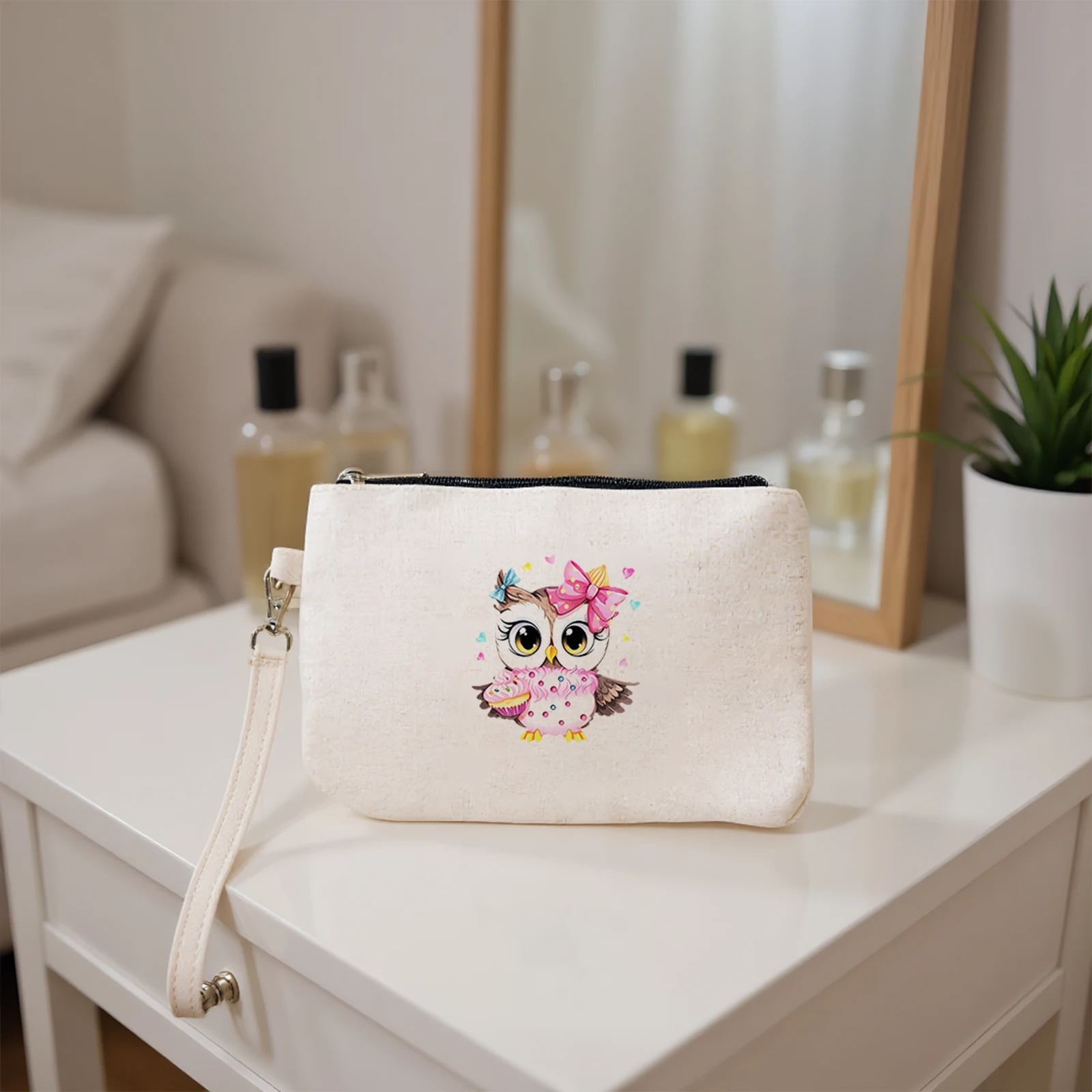 Canvas Portable Storage Bag Lightweight Cotton Linen Cosmetic Bag Breathable Casual Skincare Pouch Bathroom Shower Travel Bag