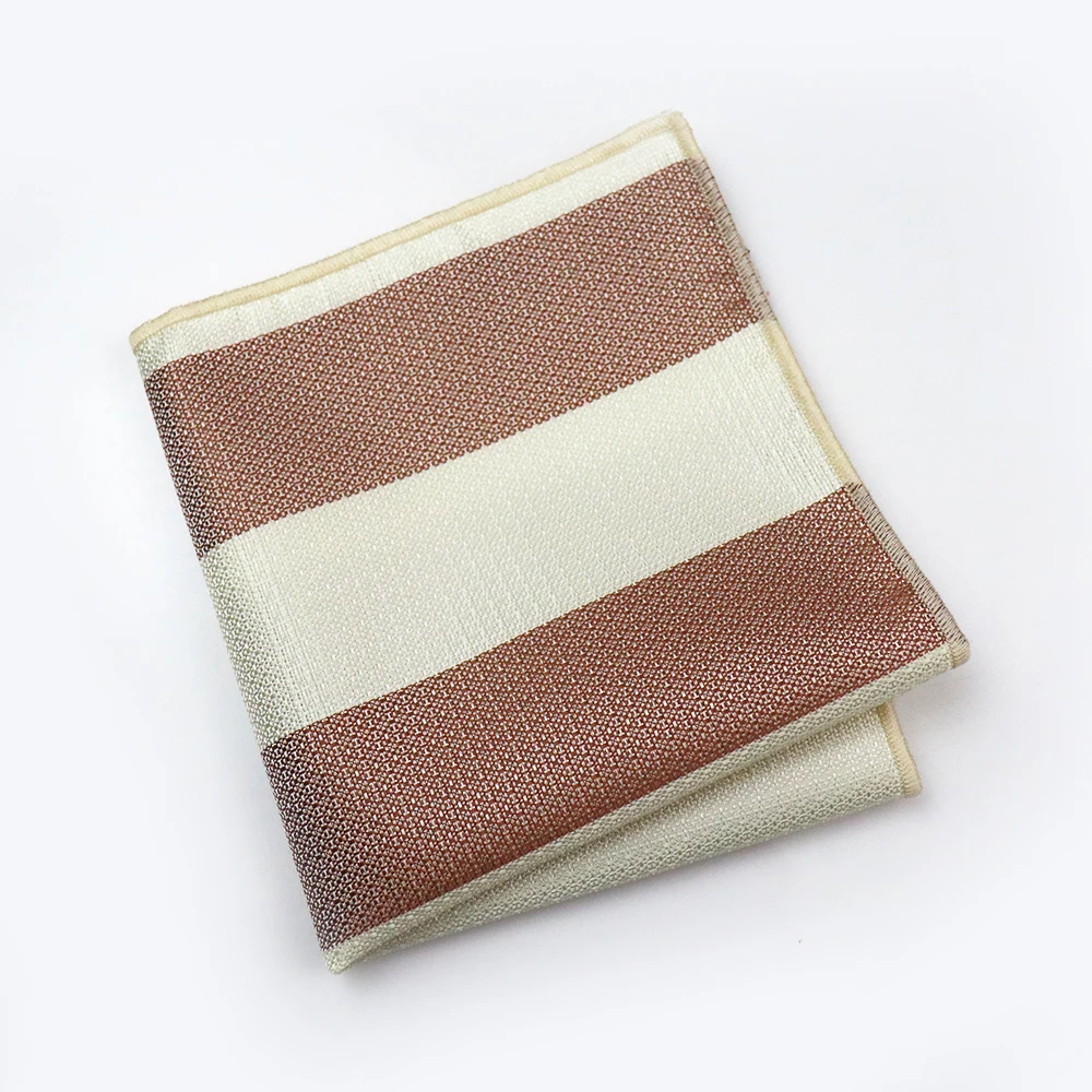 New White Color Pocket Square For Men Polyester Woven Horse Handkerchief 24cm Khaki Paisley Hanky Wedding Party Tuxedo Accessory