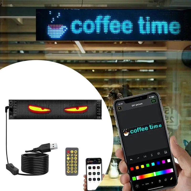 Car Windshield Devil Eyes Light LED Display Waterproof Smart Programmable Car LED Display LED Funny Eye Light Signs for Car Deco