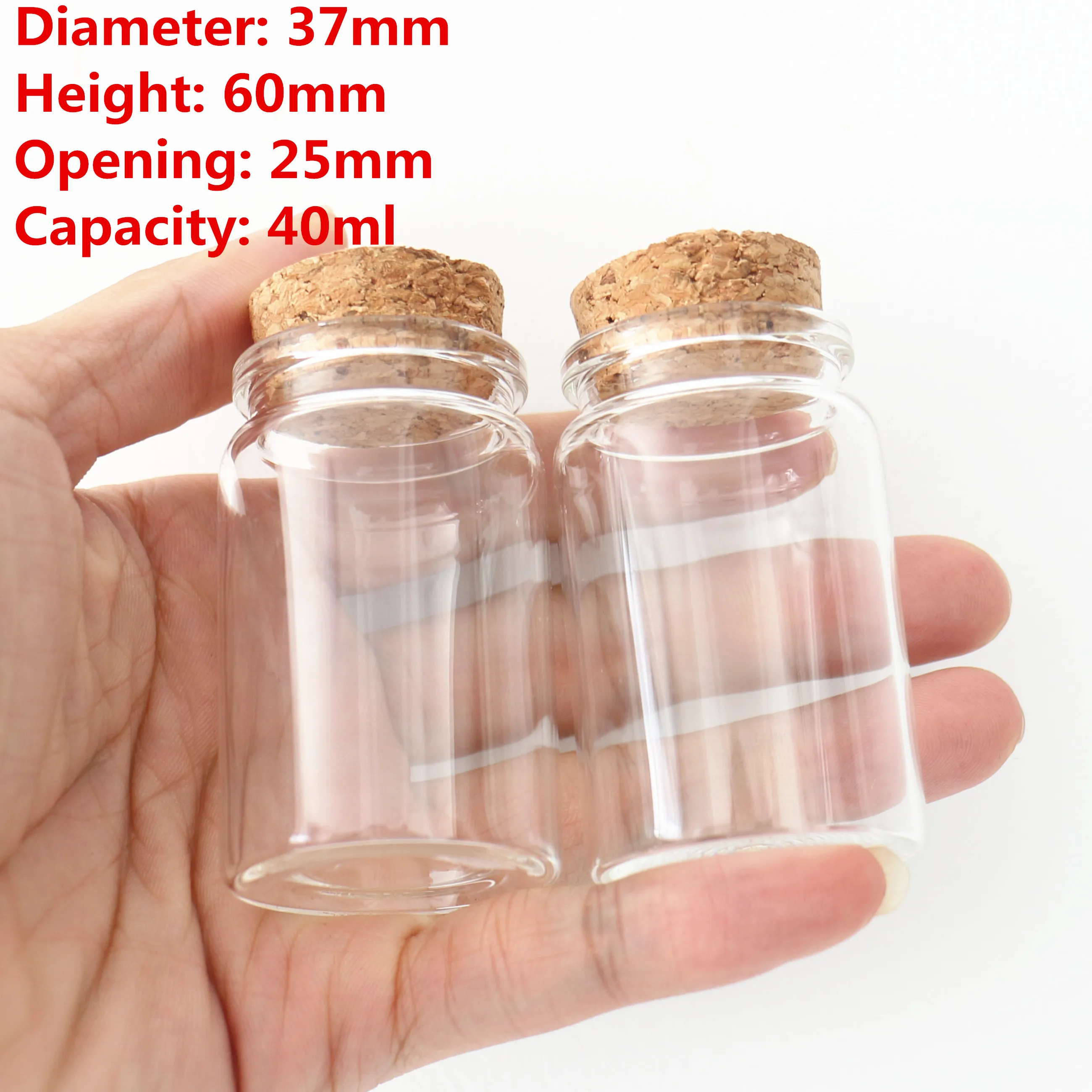 12 pcs/lot 25*37*60mm 40ml Small Glass Bottle Stopper Storage Jar Spice Bottle Containers tiny jars Vials Cork Bottle 2