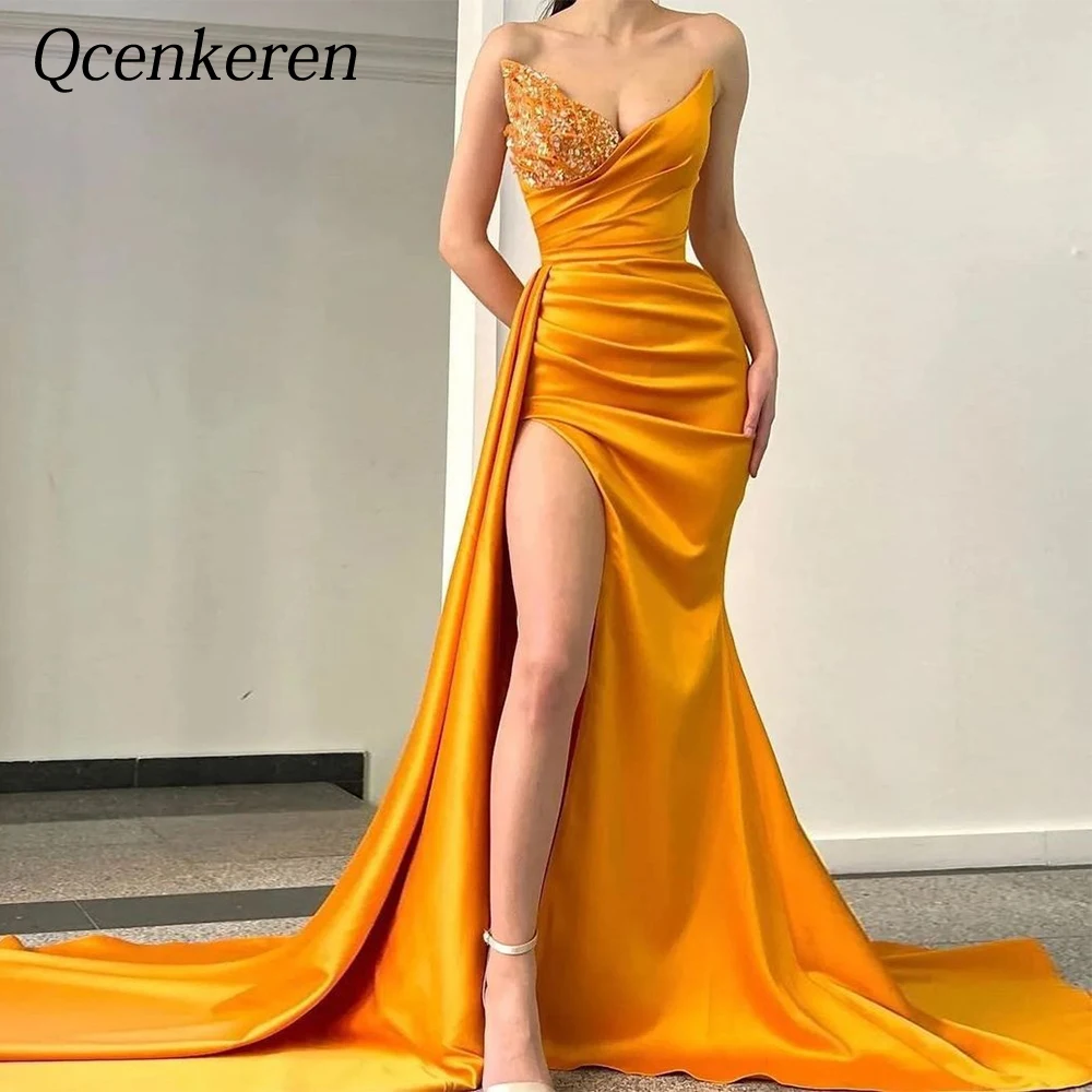 

Strapless Evening Formal Sequin Sheath Bespoke Occasion A-line Party Dresses Floor-Length Gowns for Women Robes de Soirée 2022
