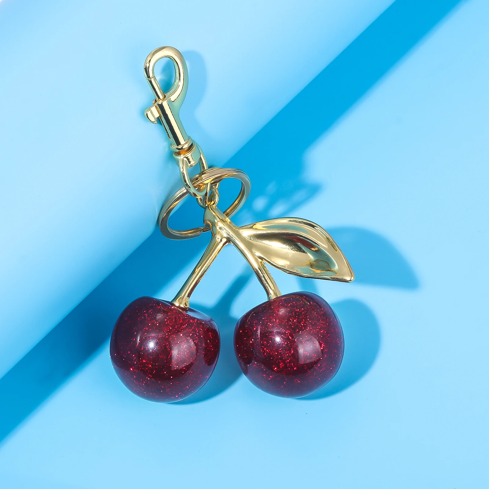Cherry Keychain Fashion Delicious Red Cherry Keychain Summer Fruits Cherries Pendant Keyring For Women Men Jewelry Bag Accessories Gift