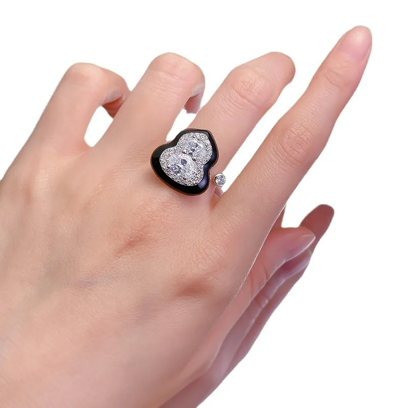 

S925 Silver Ring with Retro Chinese Style Diamond Set, Unique Design, Fulu Gourd Open Ring