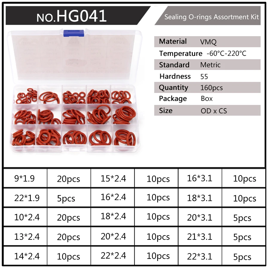 150PCS PCP Paintball VMQ High Pressure Sealing Silicone O-rings Red OD 6-30mm CS 1.5mm 1.9mm 2.4mm 3.1mm
