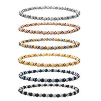 Metal Stainless Steel Waterproof Jewelry Women's High Quality 18K Gold Charm Sand Ball Shiny Beads Mixed Color Elastic Bracelets 1