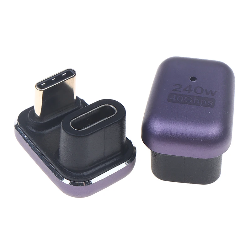 240W 40Gbps USB4 180 °   앵글형 Type-C 어댑터 ? U자형으로 8K 비디오, PD 3.1 충전 및 데이터 지원, 알루미늄 하우징
