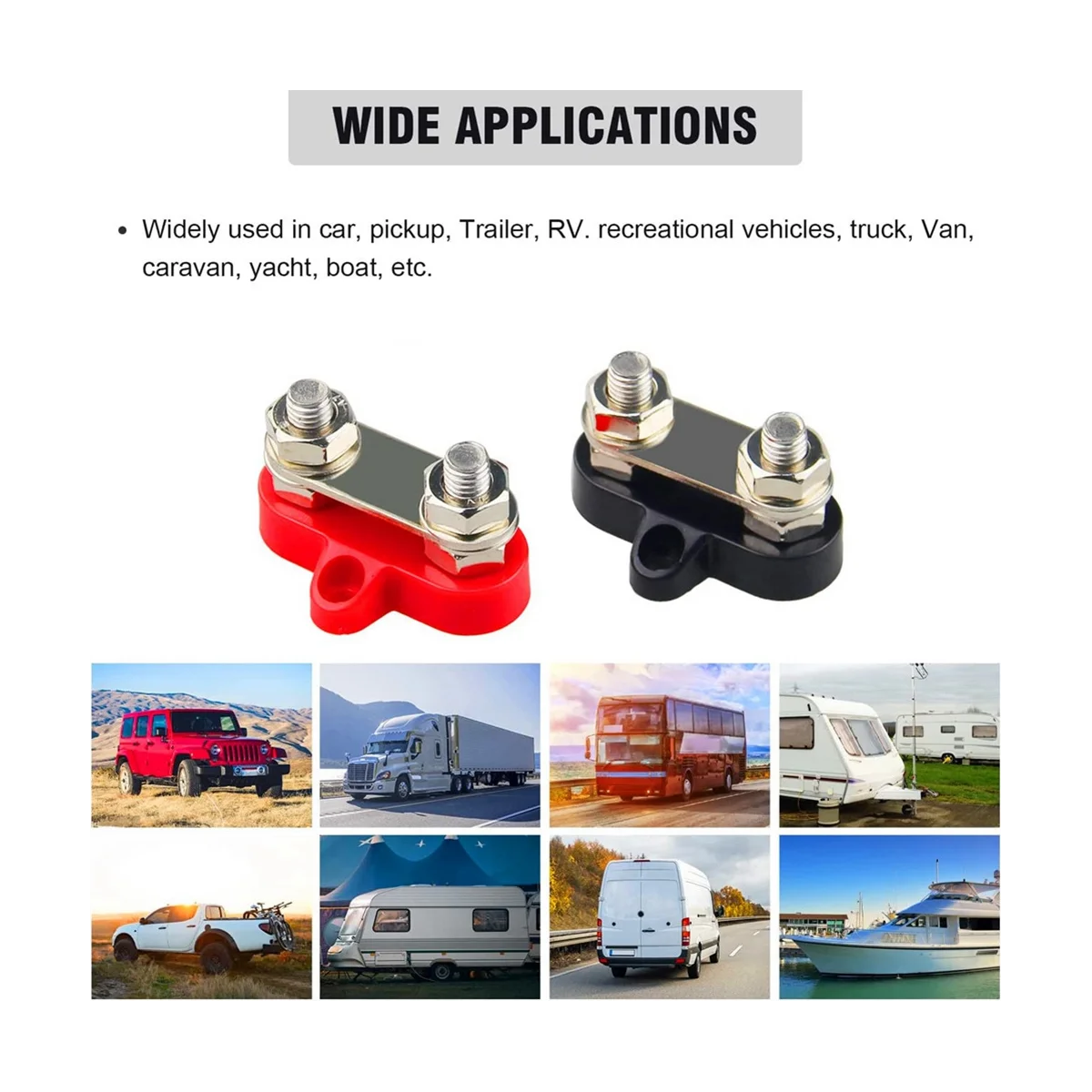 

M8 Dual Studs Battery Junction Post Heavy Duty 2 Studs Bus Bar Power and Ground Junction Block Distribution Terminal Kit