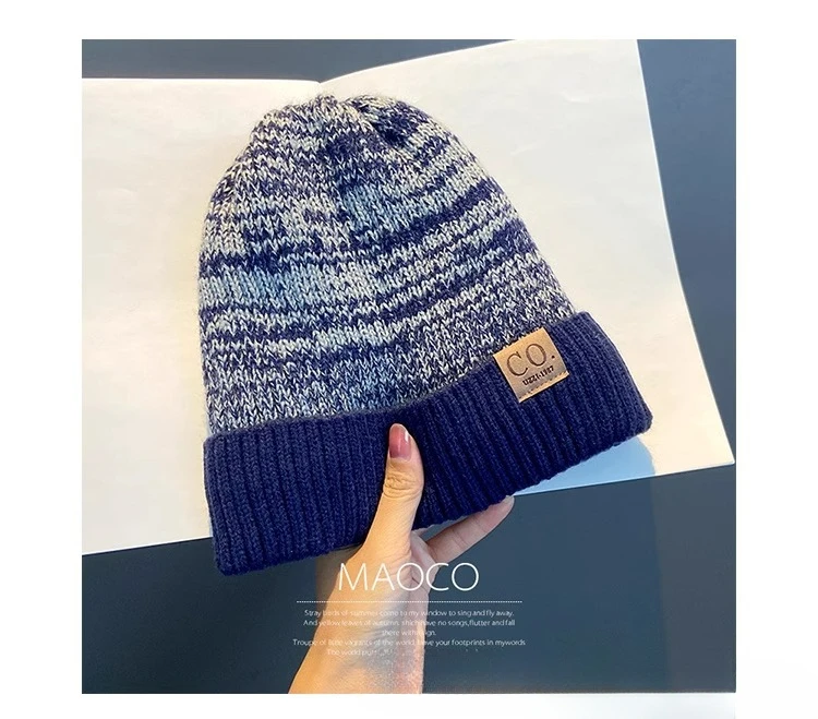 Stickad mössa för män och kvinnor varm med öronskydd för vinter_voghion.com