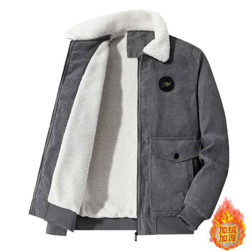 

Corduroy jacket men's autumn and winter clothing plush thickened jacket jacket jacket