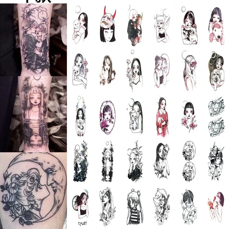 

30pcs/lot Temporary Tattoo Stickers Dark Succubus Fake Tattoo Decals Waterproof for Wrist Hand Leg Body Women Men Long Lasting