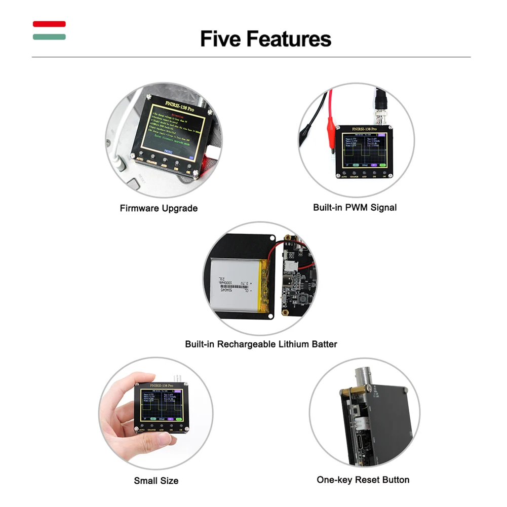 FNIRSI-138 PRO Digital Handheld Pocket Oscilloscope 2.5MSa/s 200KHz Analog Bandwidth Support AUTO,80KHz PWM And Firmware Update audio oscilloscope