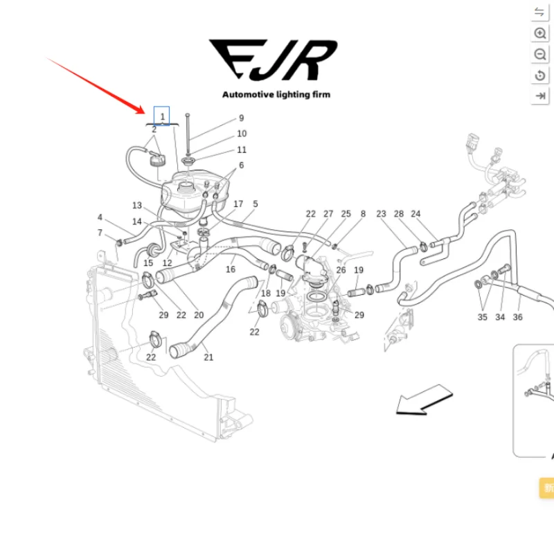 Water tank expansion kettle for Maserati GRANTURISMO M145 GRANCABRIO MC QUATTROPORTE M139