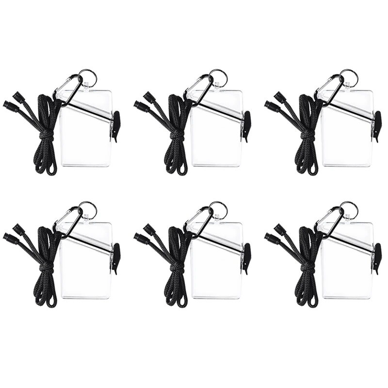 

PPYY-6 Pack Водонепроницаемый держатель идентификационных карт чехол-прозрачный водонепроницаемый спортивный чехол/Чехол Lanyards для идентификационных карт и ключей/шкафчика сухой ящик