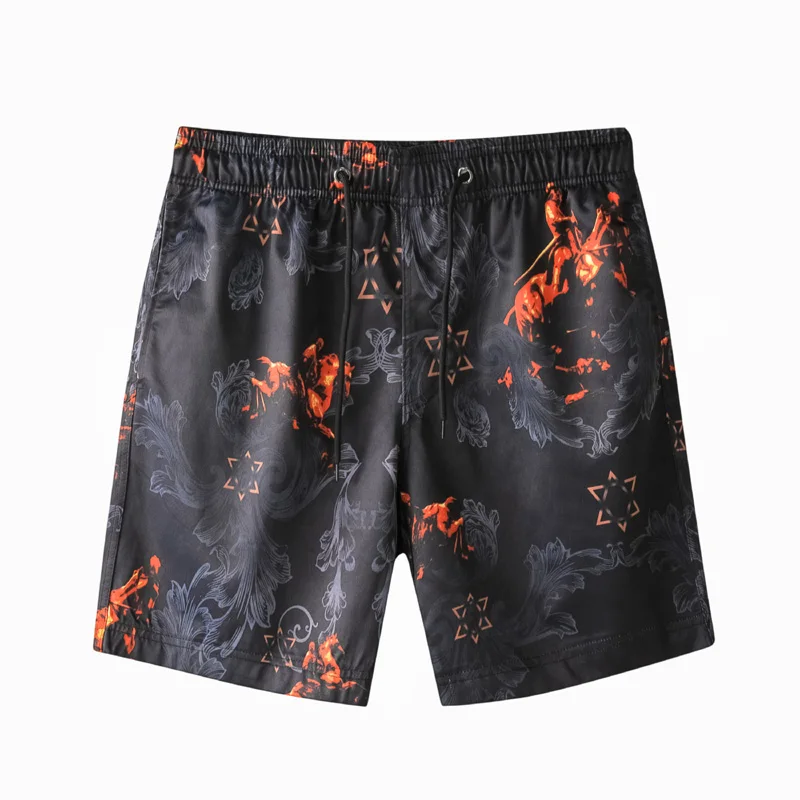 

European and American men's wear summer 2022 new Black printed slim beach pants Fashion casual shorts Five minutes of pants