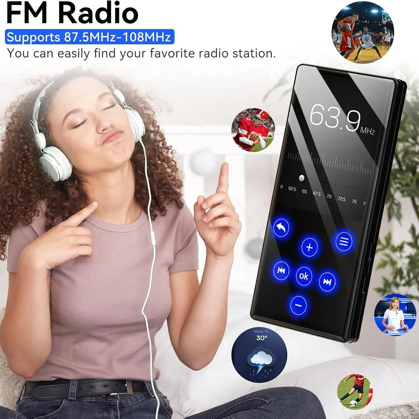 2026년 신형 블루투스 mp3/p4 플레이어 블루투스 5.0 외부 스피커 라디오 음악 전자책 메모리 재생