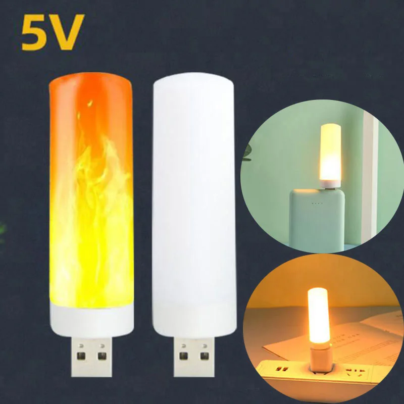 

USB 5V Effect night Light lamp LED Flame Flashing Candle Book Lamp for car Power Bank Camping party Lighting Cigarette Lighter s