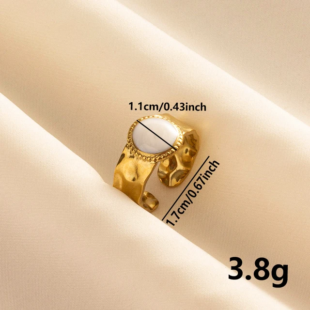 Bagues ouvertes bohème en émail blanc, couleur or, luxe, irrégulier, en acier inoxydable, réglable, bijoux de charme pour femmes, cadeaux