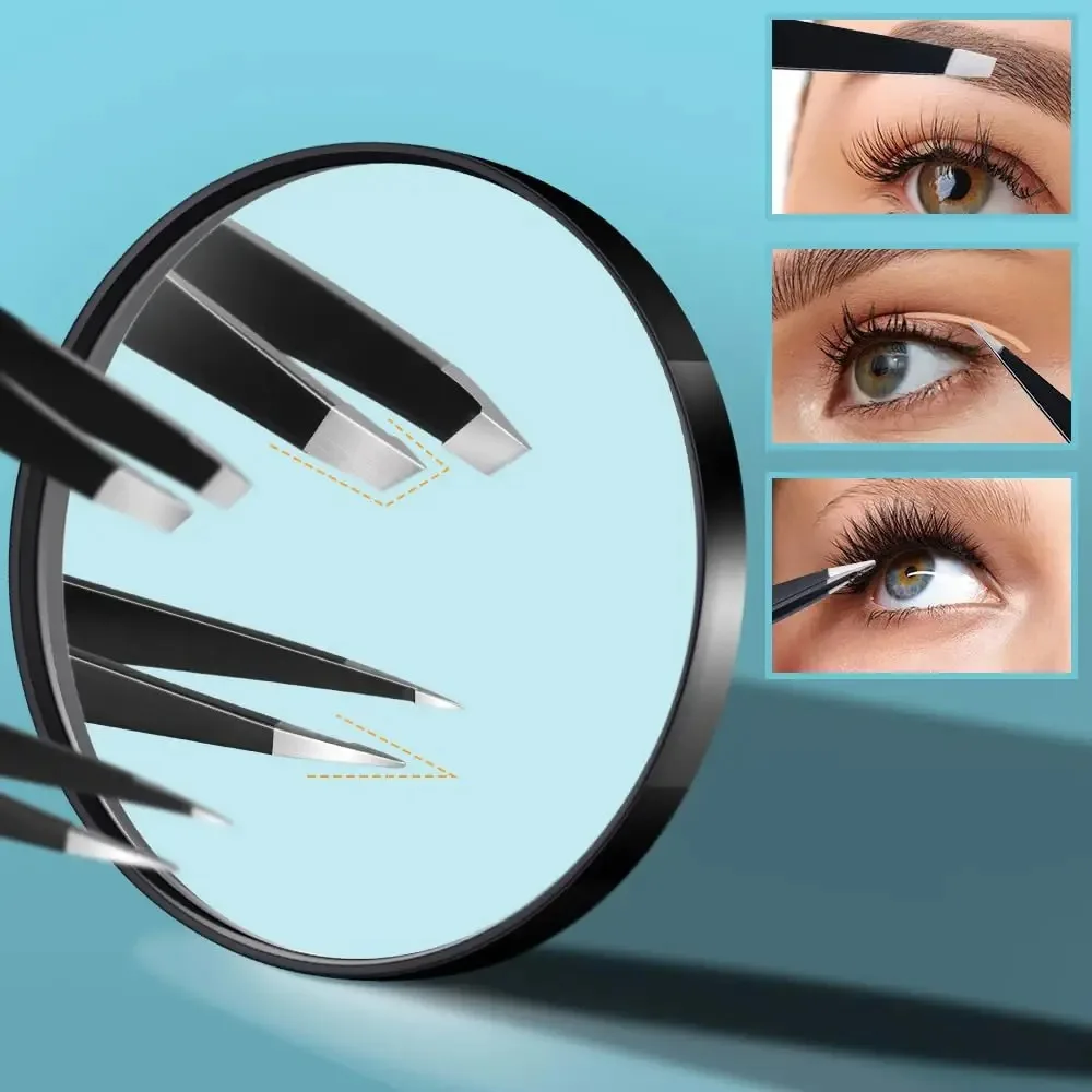 Eyebrow Tweezers Magnifying Mirror 1/3pcs Magnifying Mirror and Eyebrow Tweezer Set 30X Magnified Makeup Mirrors 2 Suction Cups Tweezers and Eyebrow