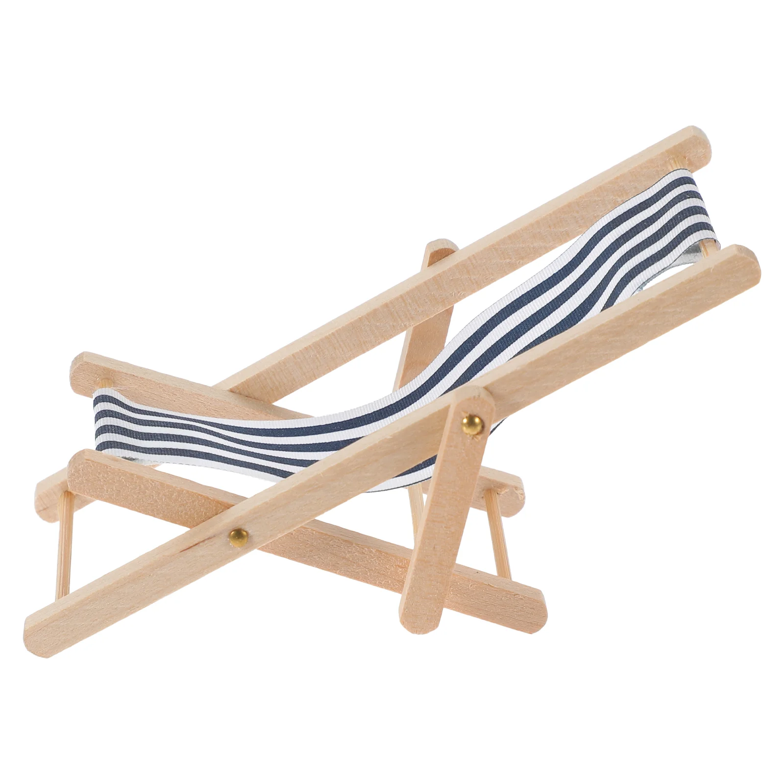 

Recliner Mini Foldable Beach Chair House Micro Landscape Miniature Wooden Lounge Model