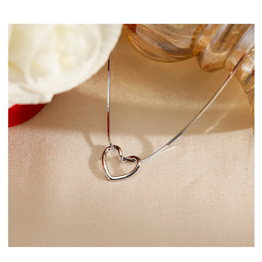 

New Women's 925 Sterling Silver Necklace Platinum Heart Snake Bone Chain Personality Fashion Jewelry Couple Gift