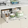 Pull-Out under the Cabinet Storage Straw Kitchen Organizer Rack for Utensils Cutlery Maximizing Space,Width Extendable 1