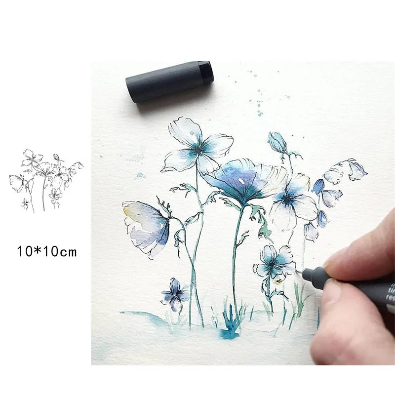 Sketch Flowers Transparent Clear Silicone Stamp/Seal for DIY scrapbooking Making photo album Decorative New Clear Stamp sheets clear stamps,silicone stamps