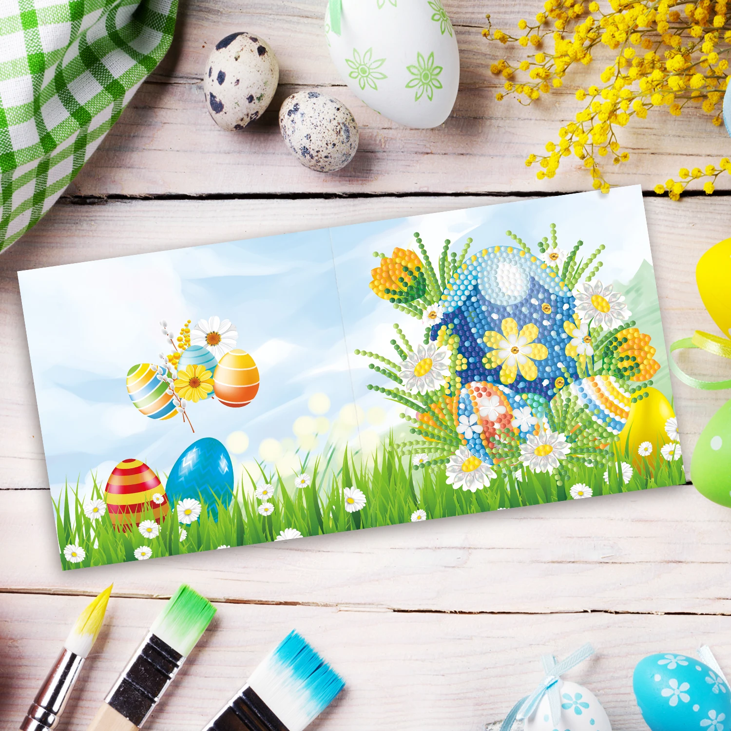 9 Pcs Easter 5D Diamond Painting Kits Easter Bunny Egg Round Drill Craft  Handmade Square Drill Diamond Painting Art Diamond for Easter (Bunny Style)