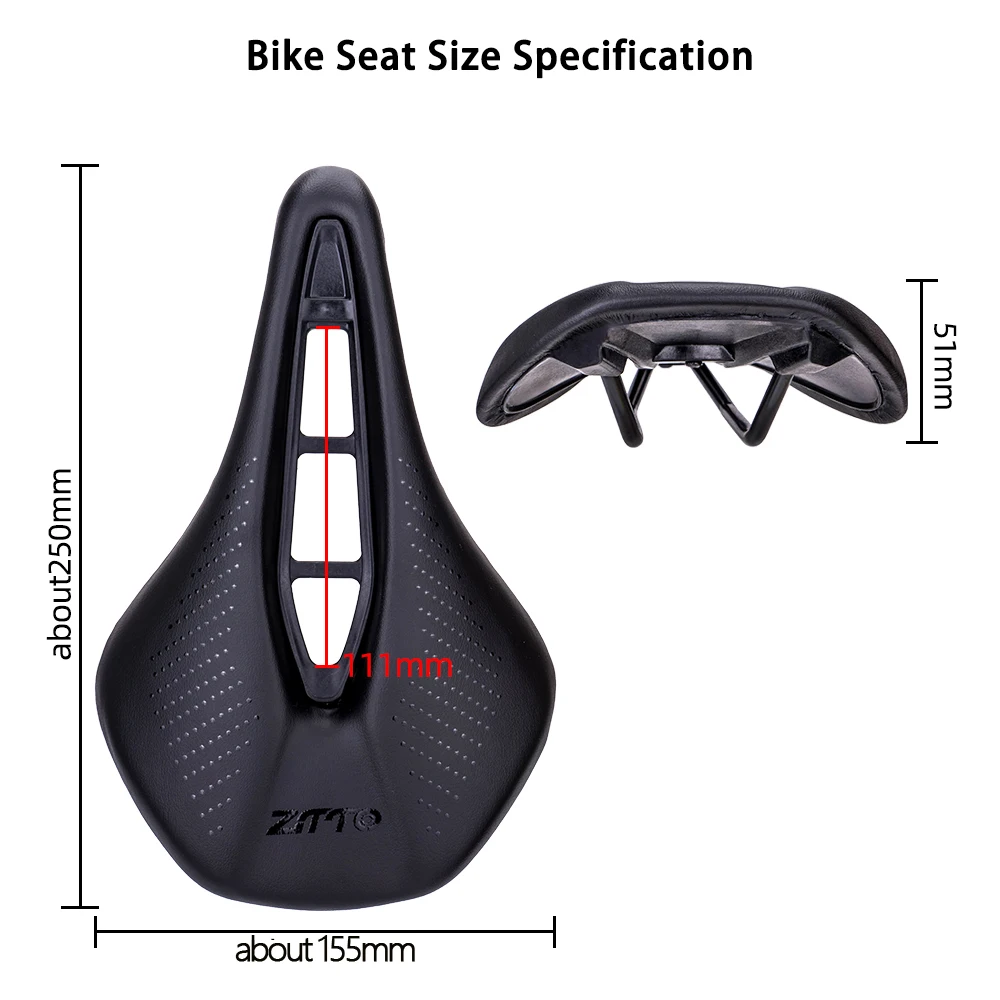 ZTTO Bicycle Seat MTB Road Bike Saddle, PU Leather Hollow Ultralight Comfortable Soft Cycling Racing Seat Cushion - Image 2