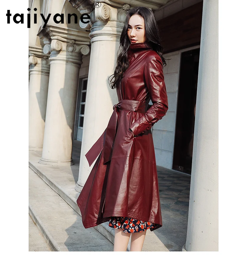 Tajiyane Genuine Leather Jacket Women Slim Fit Autumn Natural Sheepskin Coats Mid-length Trench Coat for Woman Clothes 2024 Belt 2