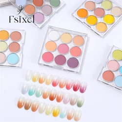 FSIXCL 2023 Spring 9 in 1 Case Solid Powder Gradient Powder Nail Glitter for Nail Art Manicure Design Summer Pigment Dust