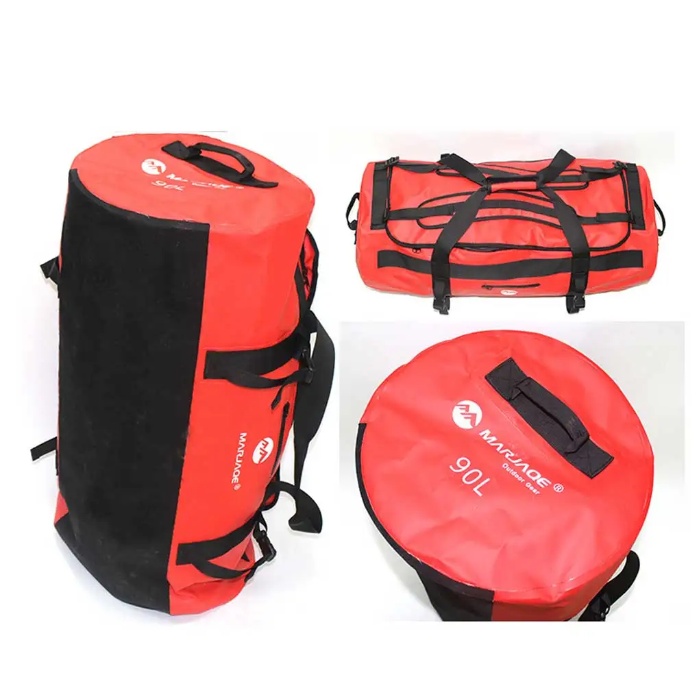 Waterproof Duffel Outdoor Dry Saddle Front Pocket PVC Handbag Travel Red
