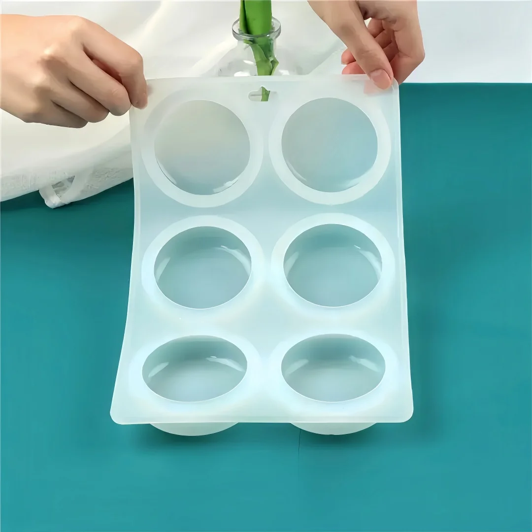 6 Holes Round Handmade Soap Silicone Molds DIY Wax Gypsum Plaster Mould