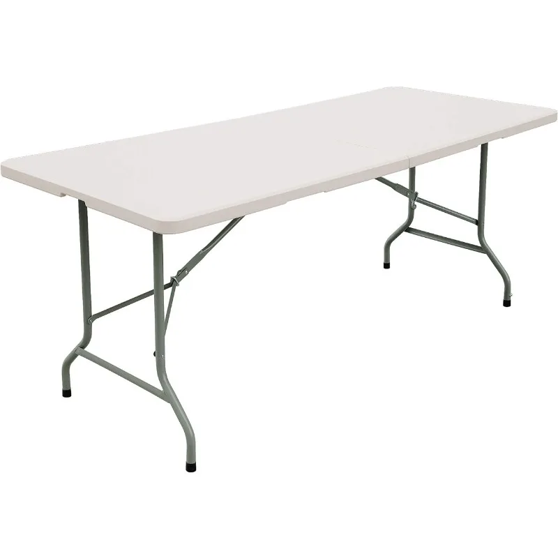 6ft Table, Folding Utility Table, Fold-in-Half Portable Plastic Picnic Party Dining Camp Table Camp Table  Folding Table