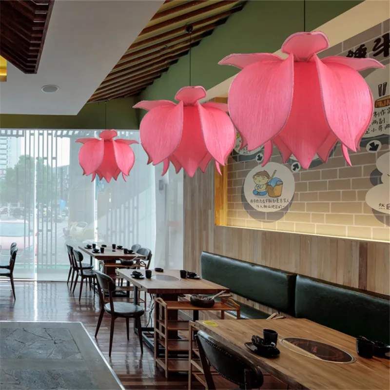New Chinese Style Cloth Lotus Chandelier Classical Lotus Lamp Buddha Light Zen Buddhist Hall Temple Living Room Dining Room Lamp 5