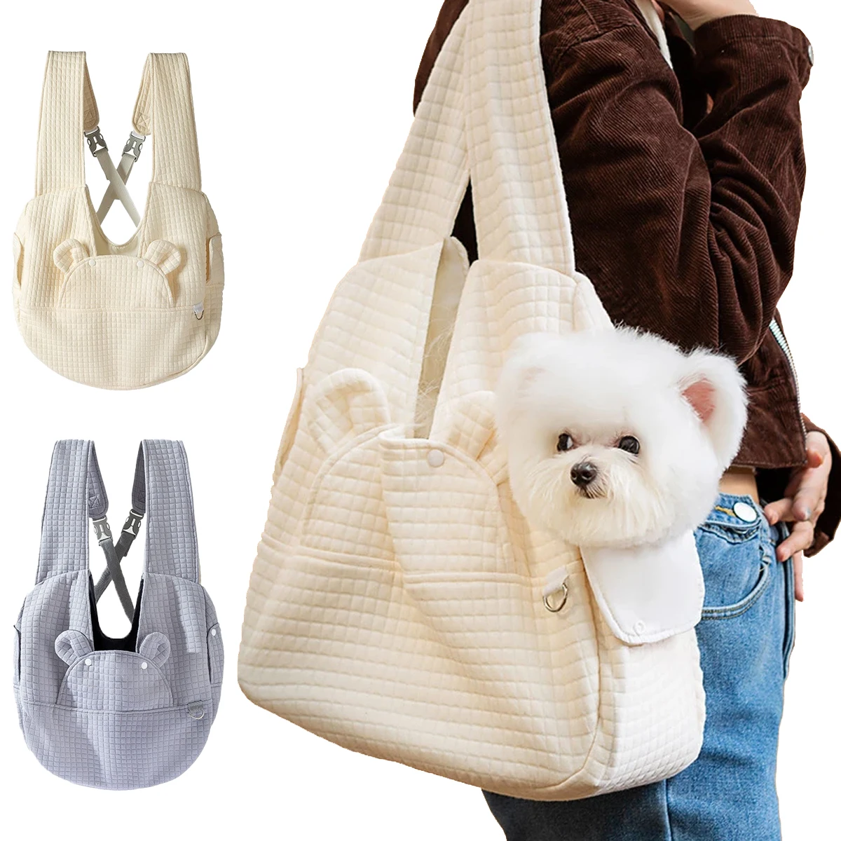 1PC Large Capacity Portable Pet Carrier Backpack Comfortable Cotton Pet Travel Bag with Secure Snap Closure for Puppy and Cat