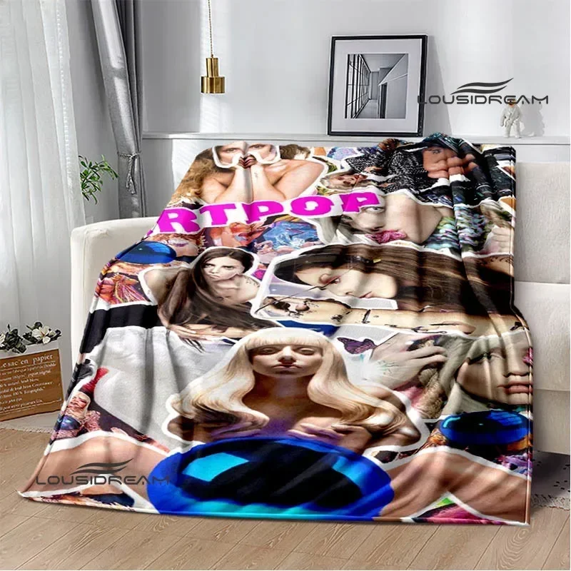 Star Lady-Gaga printed blanket warm flannel blankets soft and comfortable blanket home travel blanket bed linings birthday gift 3
