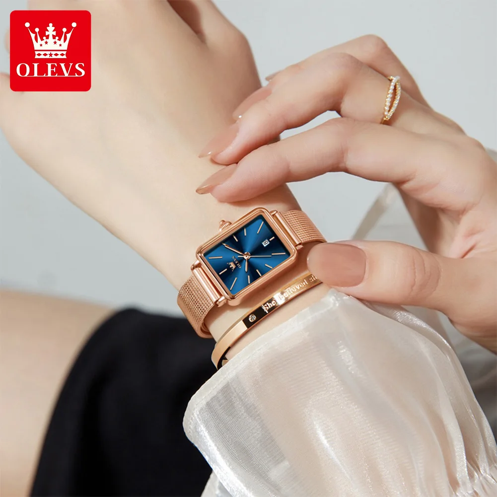 OLEVS 3692 Women's Watch Original Simple Quartz Watch For Women Waterproof Thin Case Calendar Wristwatch High Hardness Mirror