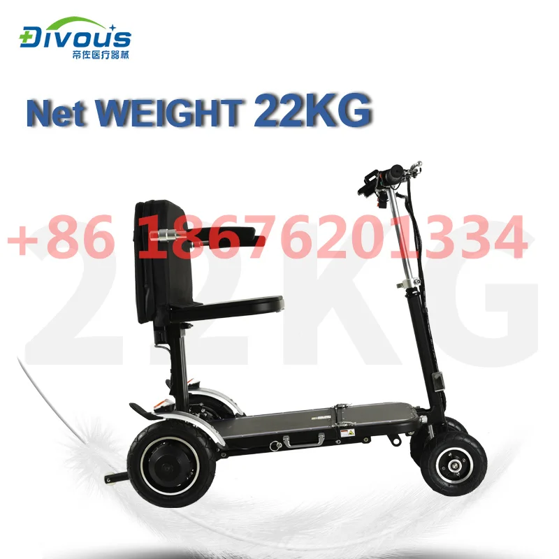 Aluminum Alloy Outdoor Travel 4 Wheel Ultralight Folding Disabled Electric four-wheeler Mobility Scooters Wheelchair walking 4