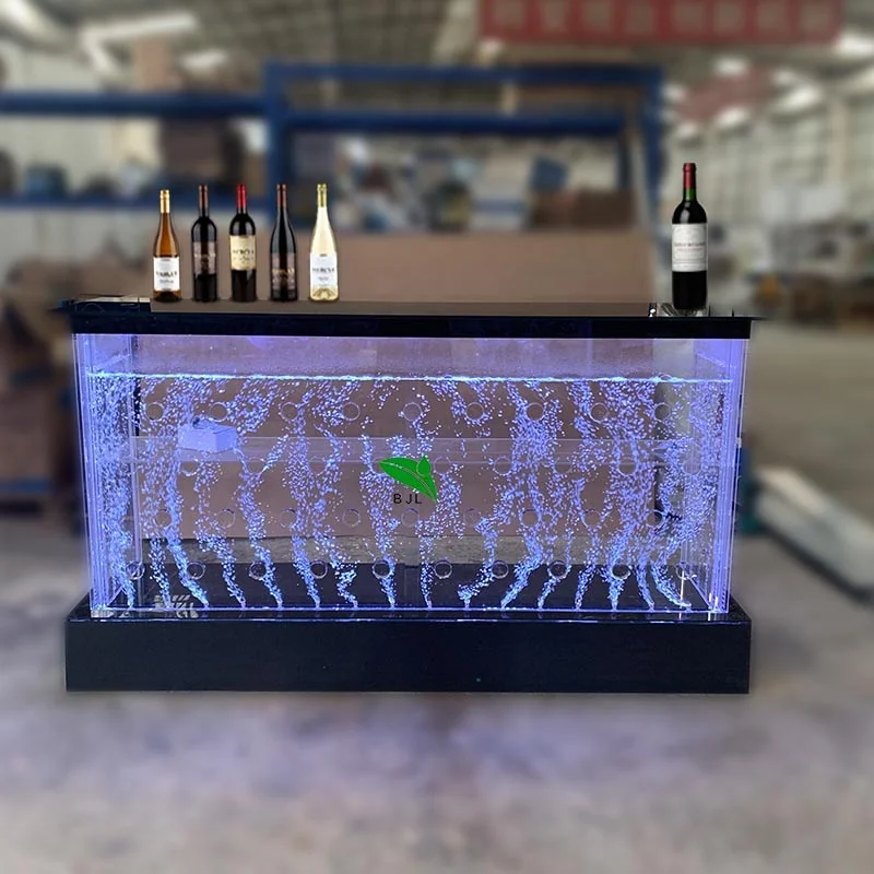 Custom.us 에드 살롱 나이트 클럽 가구 LED 조명, 빛나는 아크릴 물 거품 분수 바 카운터